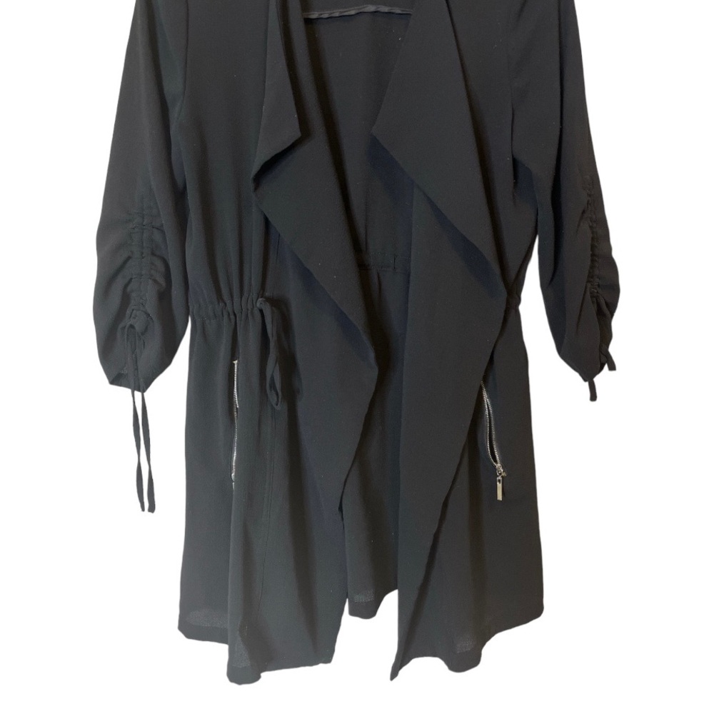 SUZY SHIER Black Open Front Draped Waterfall Blazer Jacket Whimsigoth Y2K S - Picture 6 of 9